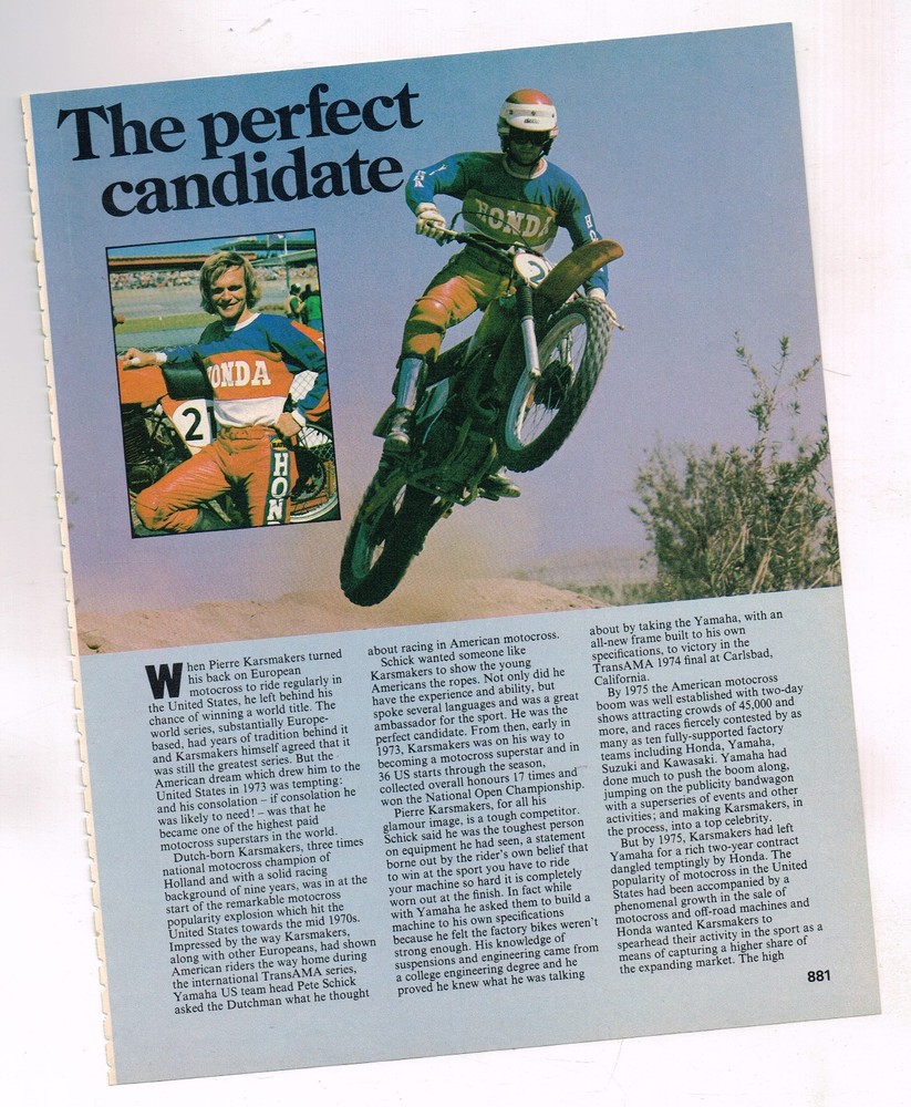 Old PIERRE KARSMAKERS MOTORCYCLE Racing Article/Photo's
