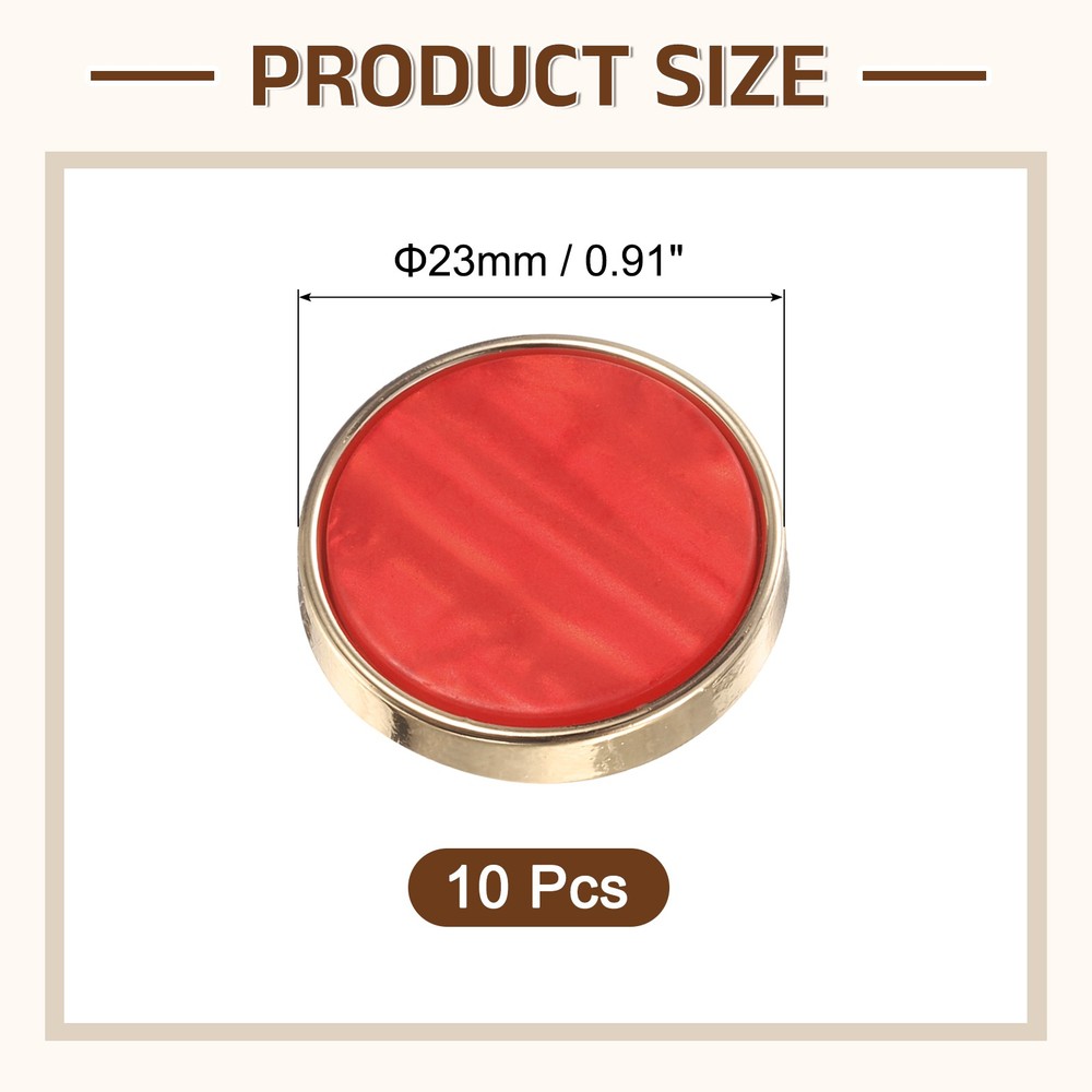 10Pcs Round Button, 23mm/0.9" Resin Decorative Pattern Button, Red