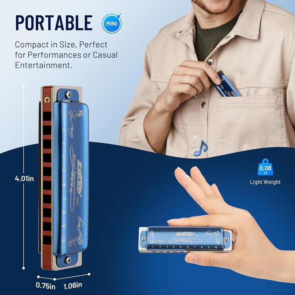 Professional Diatonic Harmonica in Ab Key with Blue Case