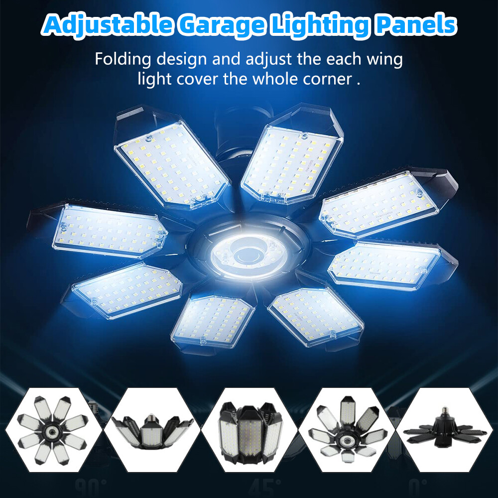 LED Garage Light 9000000LM Super Bright Work Shop Ceiling Light Deformable Bulb