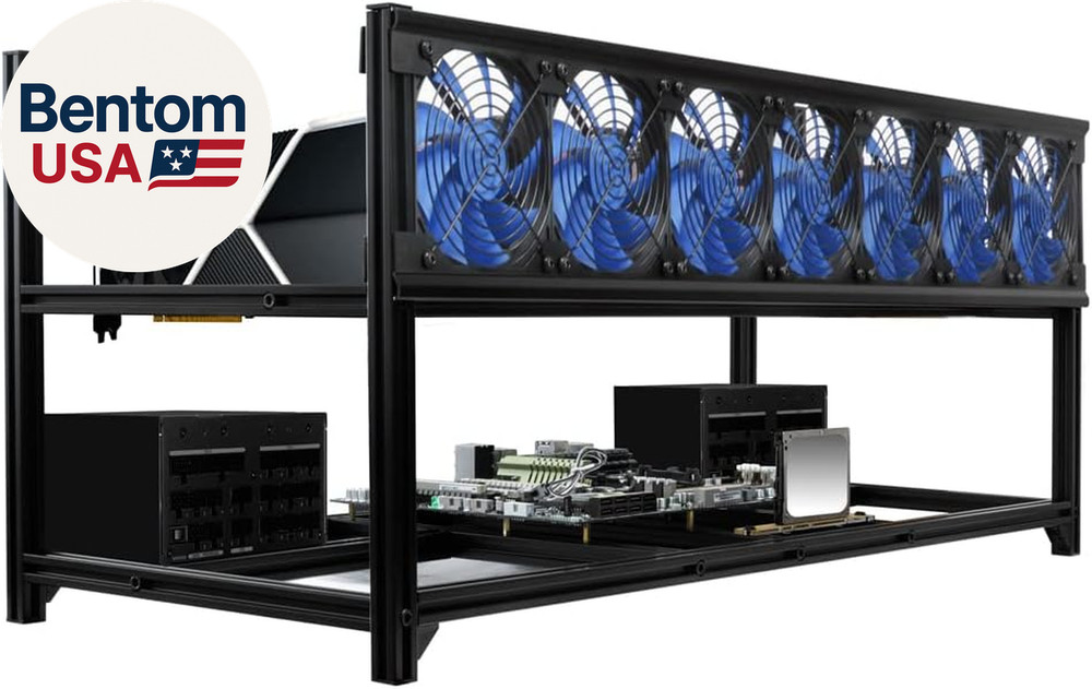 8 GPU Miner Rig Case Frame – Premium Stackable Aluminum Mining Rig Enclosure for