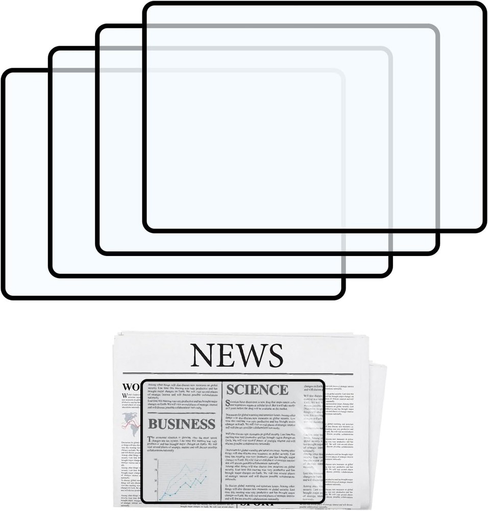 4Pack 3X Full Page Magnifying Sheets for Seniors & Low Vision