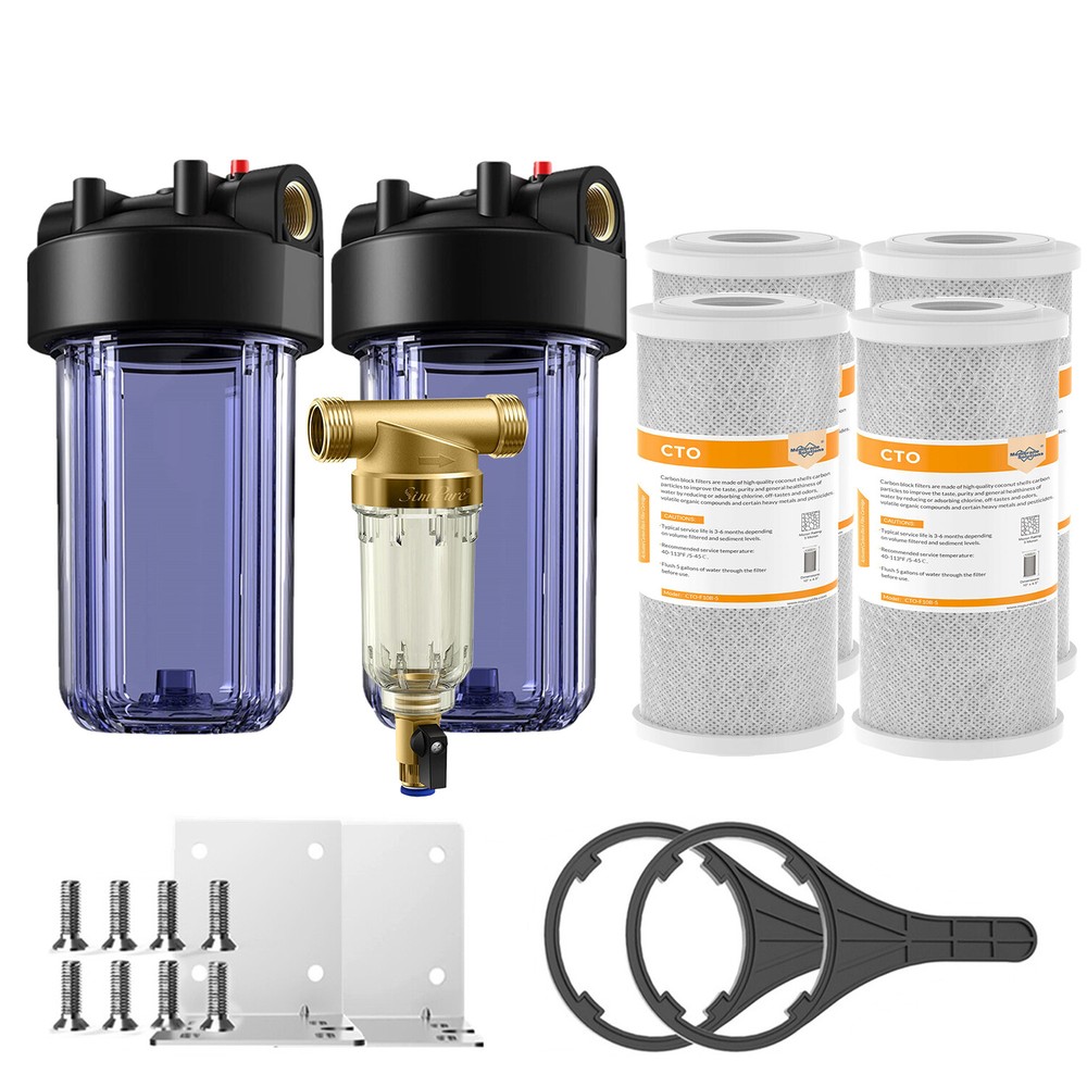 10 Inch Clear Whole House Water Filter Housing CTO Carbon Filtration Cartridge