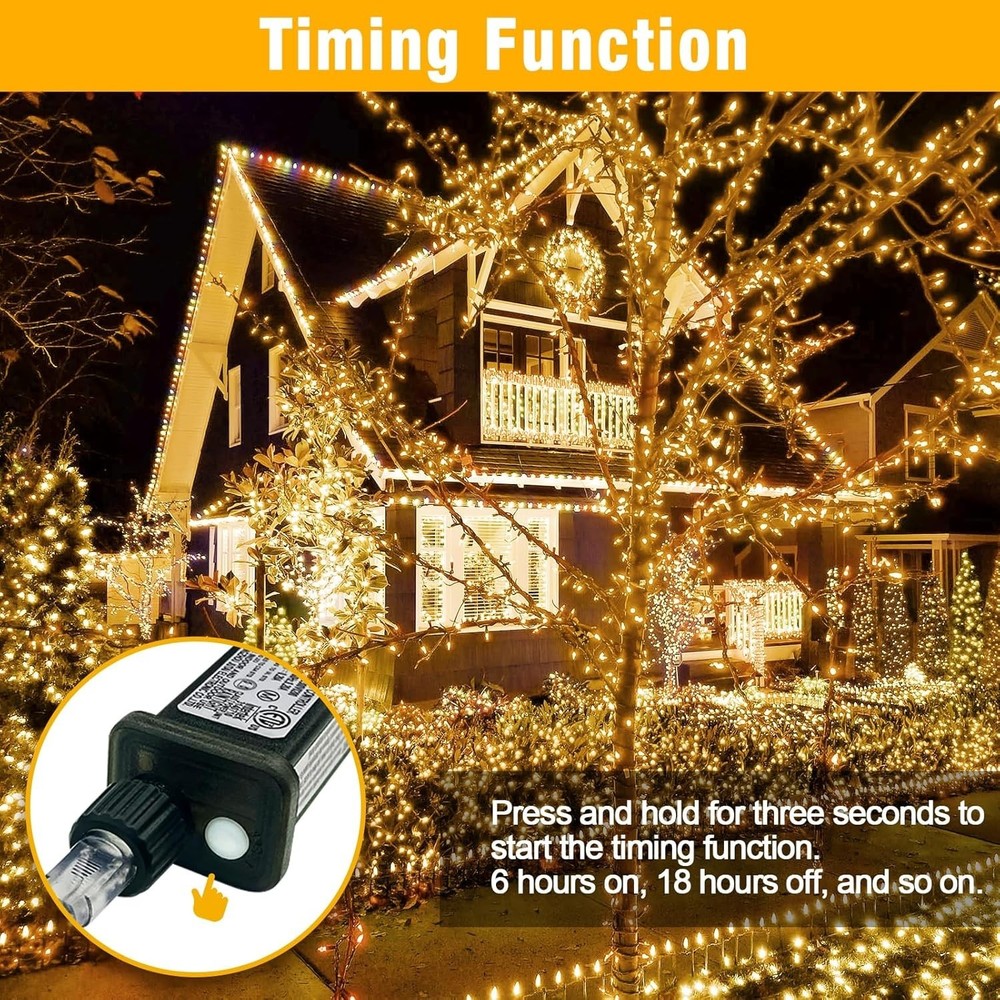 210 LEDs Warm White String Lights 70FT Waterproof Connectable