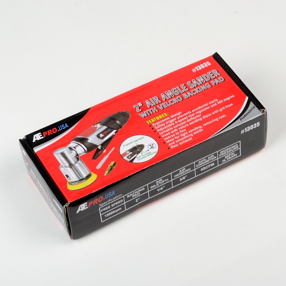 2" Air Angle 360° Sander Adjustable | 4 Speed w/ Sanding Backing Pad