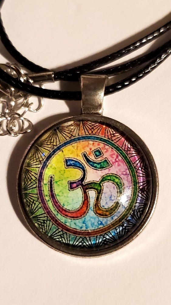 Rainbow Om Namaste Hippie Necklace