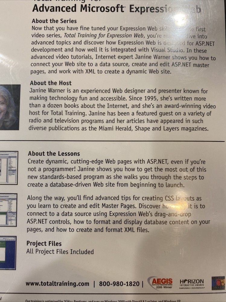 Advanced Microsoft Expression Web Total Training (DVD) Brand new sealed￼