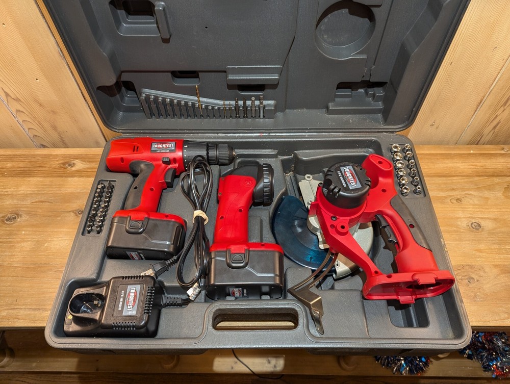 Handy Toughtest 14.4 Volt Tool Set - Drill, Flashlight, Circular Saw - Tested