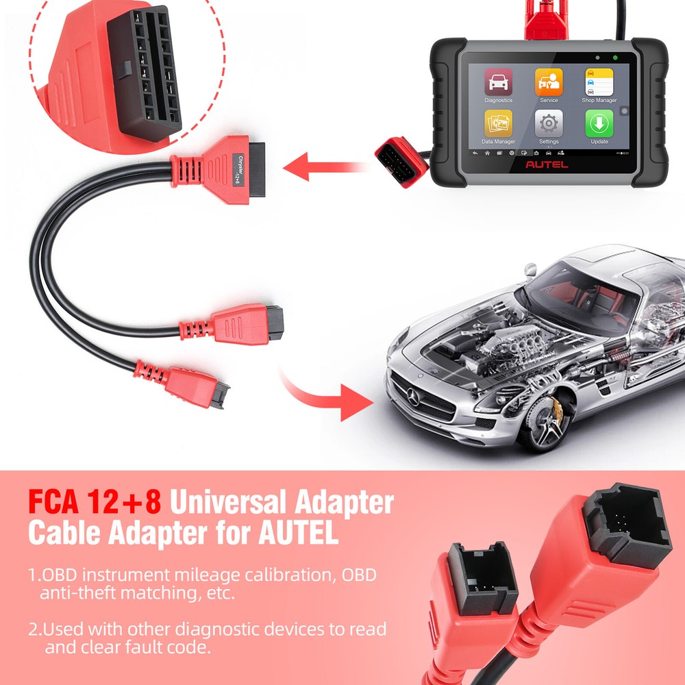 FCA 12+8 Universal Adapter Cable Work For OBDSTAR/LAUNCH/Autel Scanner
