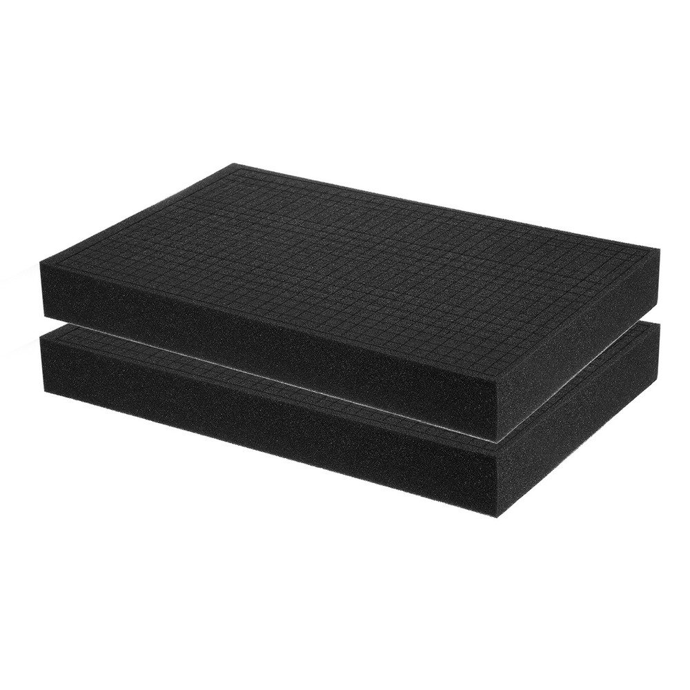 2 pcs Polyurethane Foam Inserts, 16"Lx8"Wx2"T Packing Sheets Pre Cut(Black)