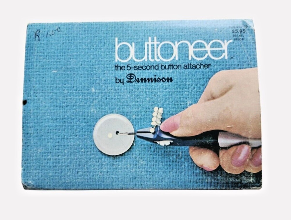 Button Attacher Kit By Dennison - Complete Set With Instructions & Storage Box