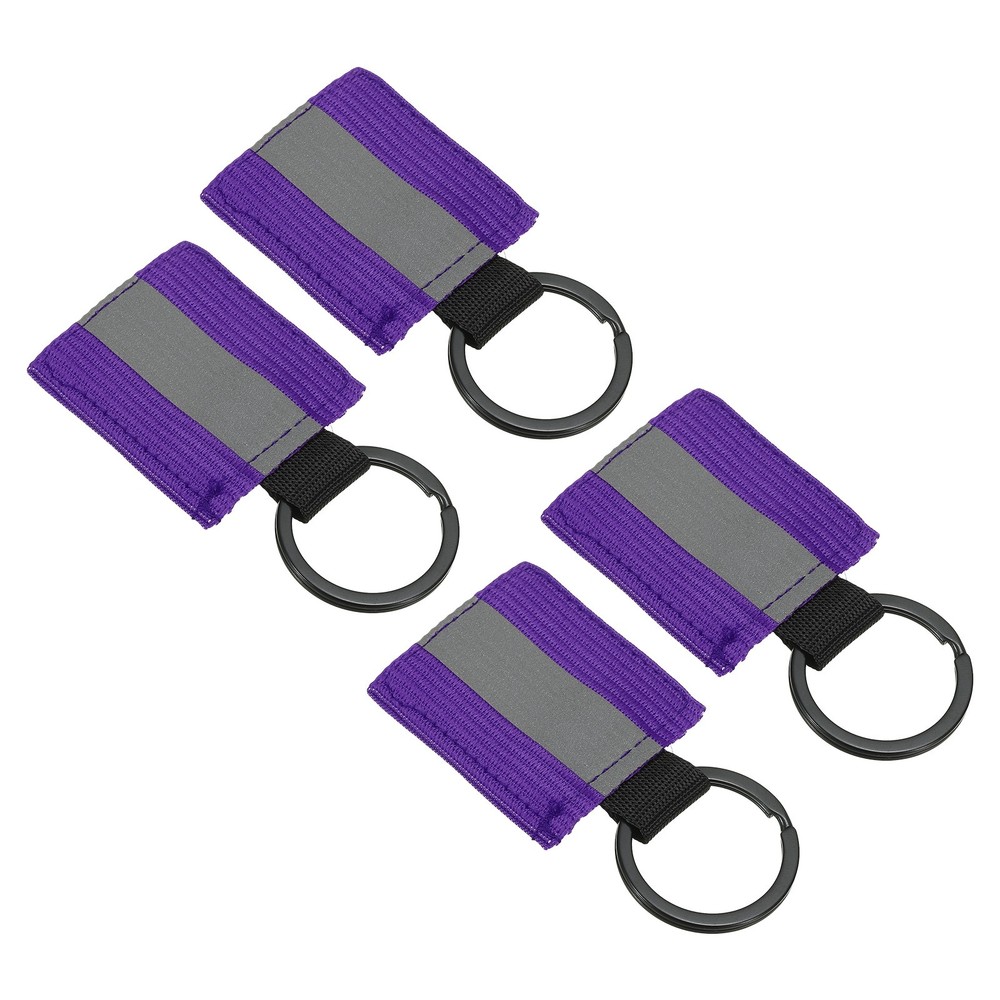 4 Pcs Reflective Keychain Tags, Reflective Zipper Pulls, Purple