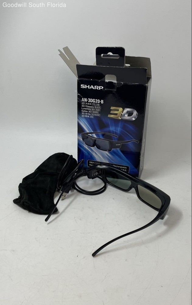 Sharp AN-3DG20-B Black Rechargeable Active Shutter 3D Glasses Not Tested