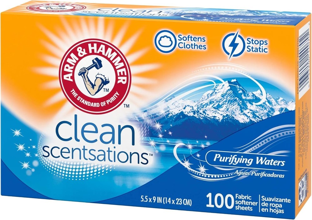 100 Softener Sheets Featuring Purifying Waters - Softness & Static Reduction