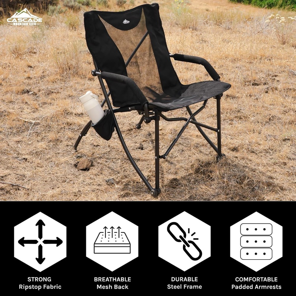 Heavy Duty Folding Camp Chair Black