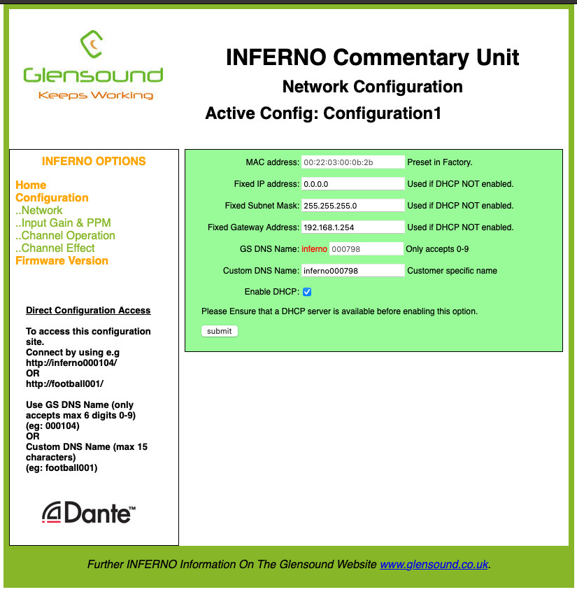 Glensound Inferno Commentator’s Console with Dante Connectivity