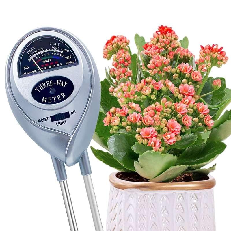 Soil Tester, pH Meter, 3-in-1 Moisture/Light/pH SILVER
