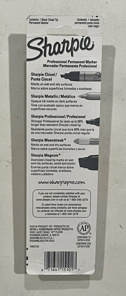 SHARPIE PRO KING SIZE BLACK PERMANENT MARKER-CHISEL TIP #15101-NEW