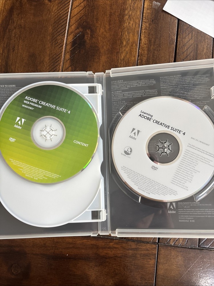 Adobe CS4 web Premium Windows Student Pack MOE Singapore CIB Slipcover