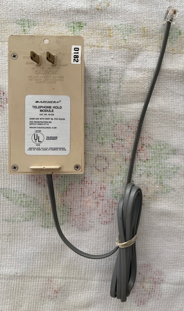 Radio Shack 43-232 Archer Telephone Hold Module