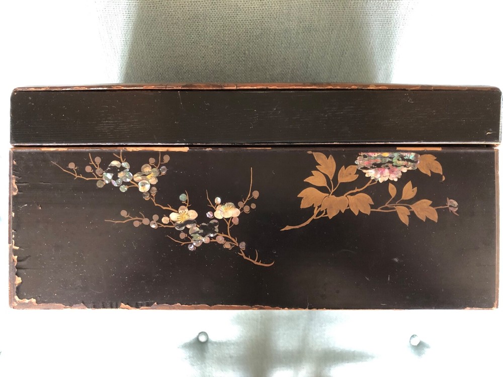 Japanese Lacquer Document Box 12.5 x 15.5 x 5 3/4