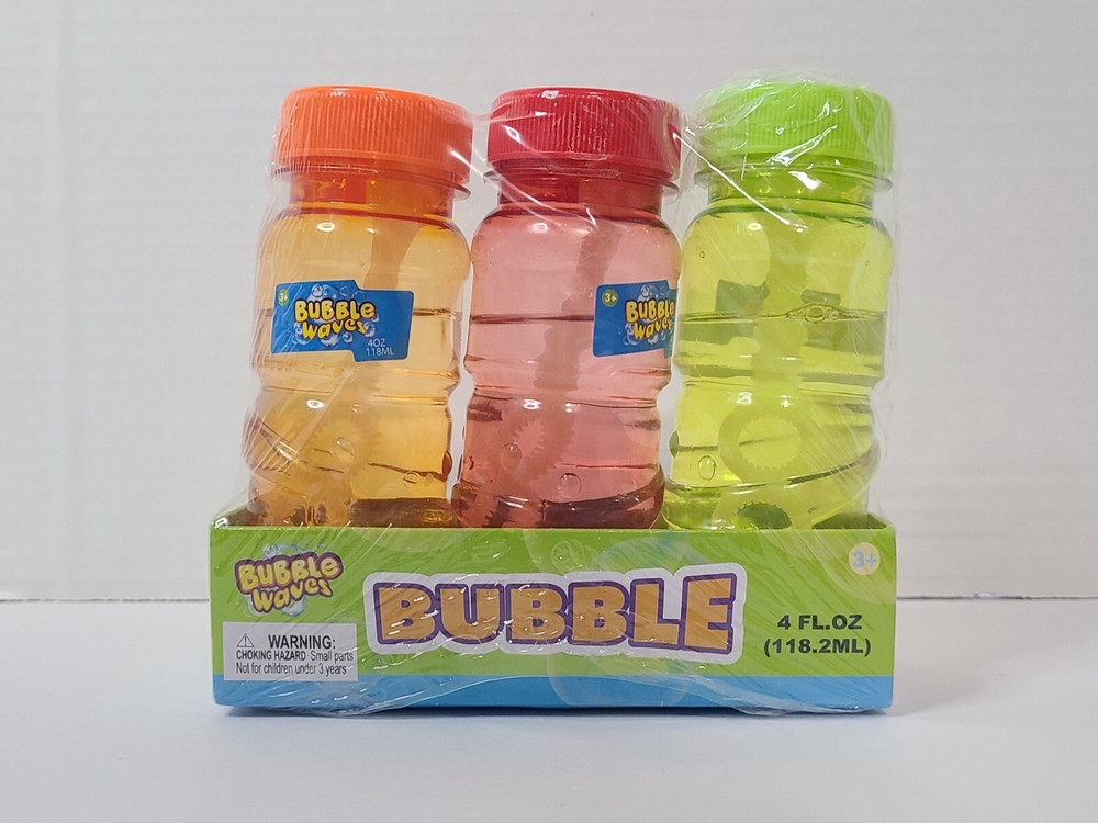 Bubble Waves 3 Pack 4oz Bubbles with Wands *New Open Stock