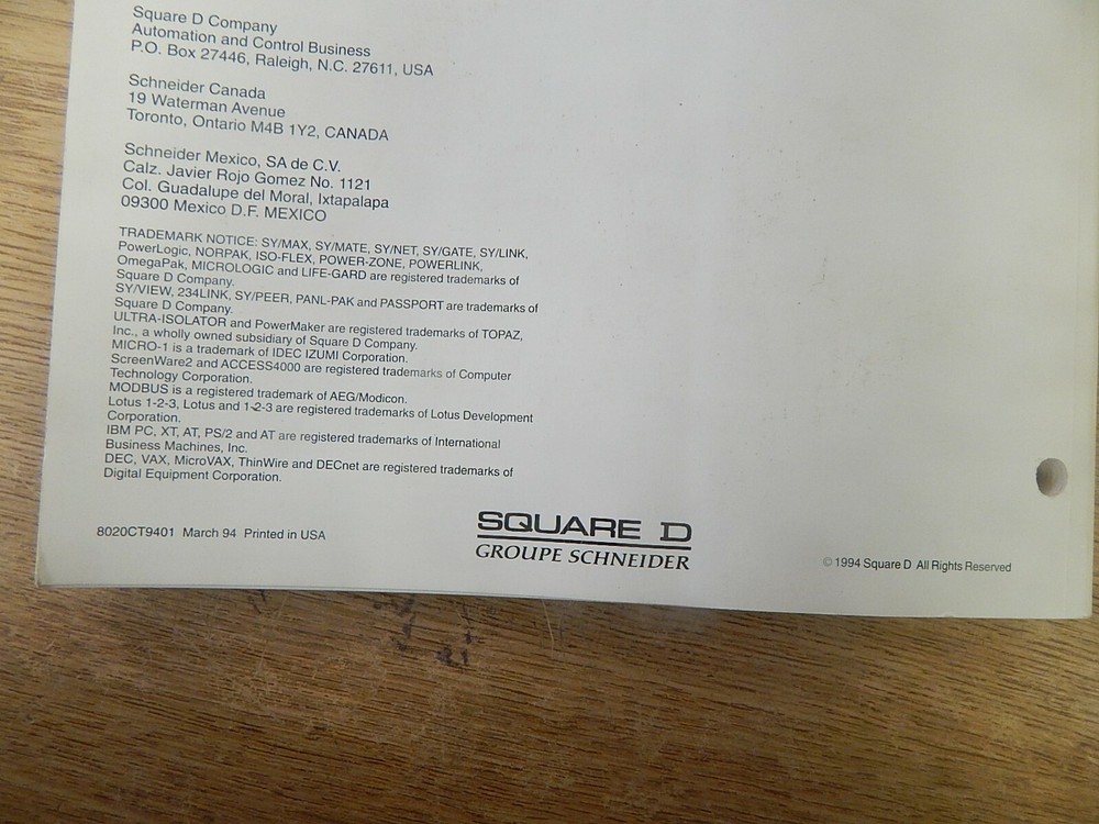 Square D File 8 000 Programmable Controllers Catalog *FREE SHIPPING*