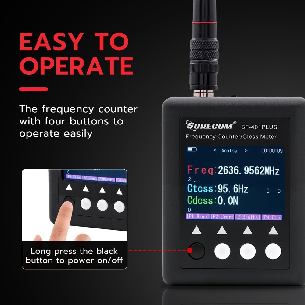 Compact Mcbazel SF401 Plus 27-3000MHz Frequency Counter - Includes Two Antennas