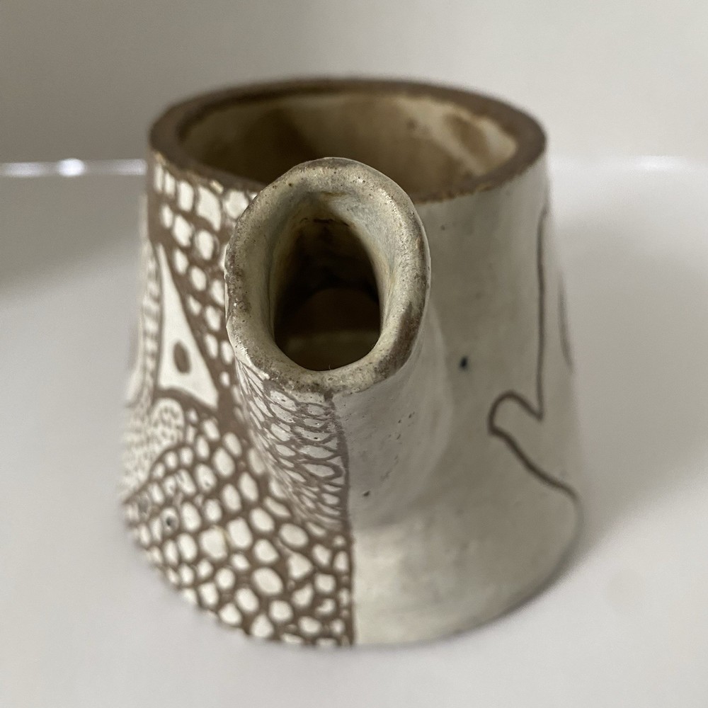 Studio Pottery Pitcher - Abstract Design - Open Hands Heart