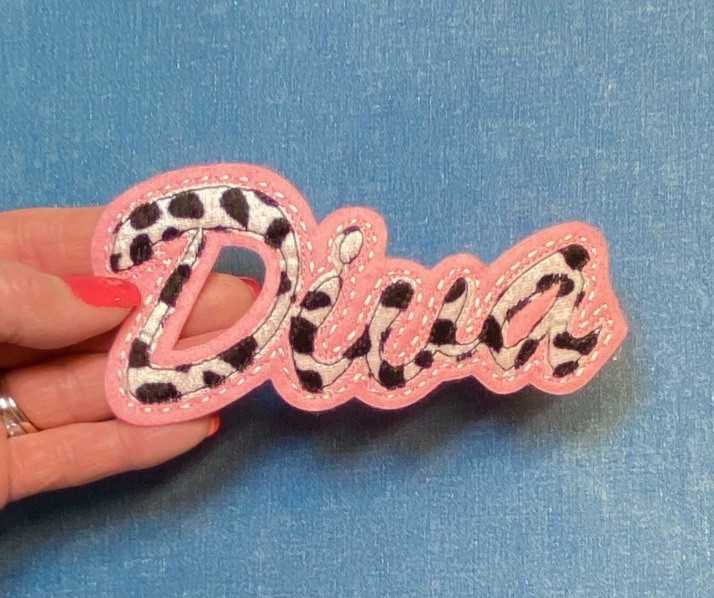 Diva Fabric Iron On Applique, NOT Embroidered, Diva Iron on Patch