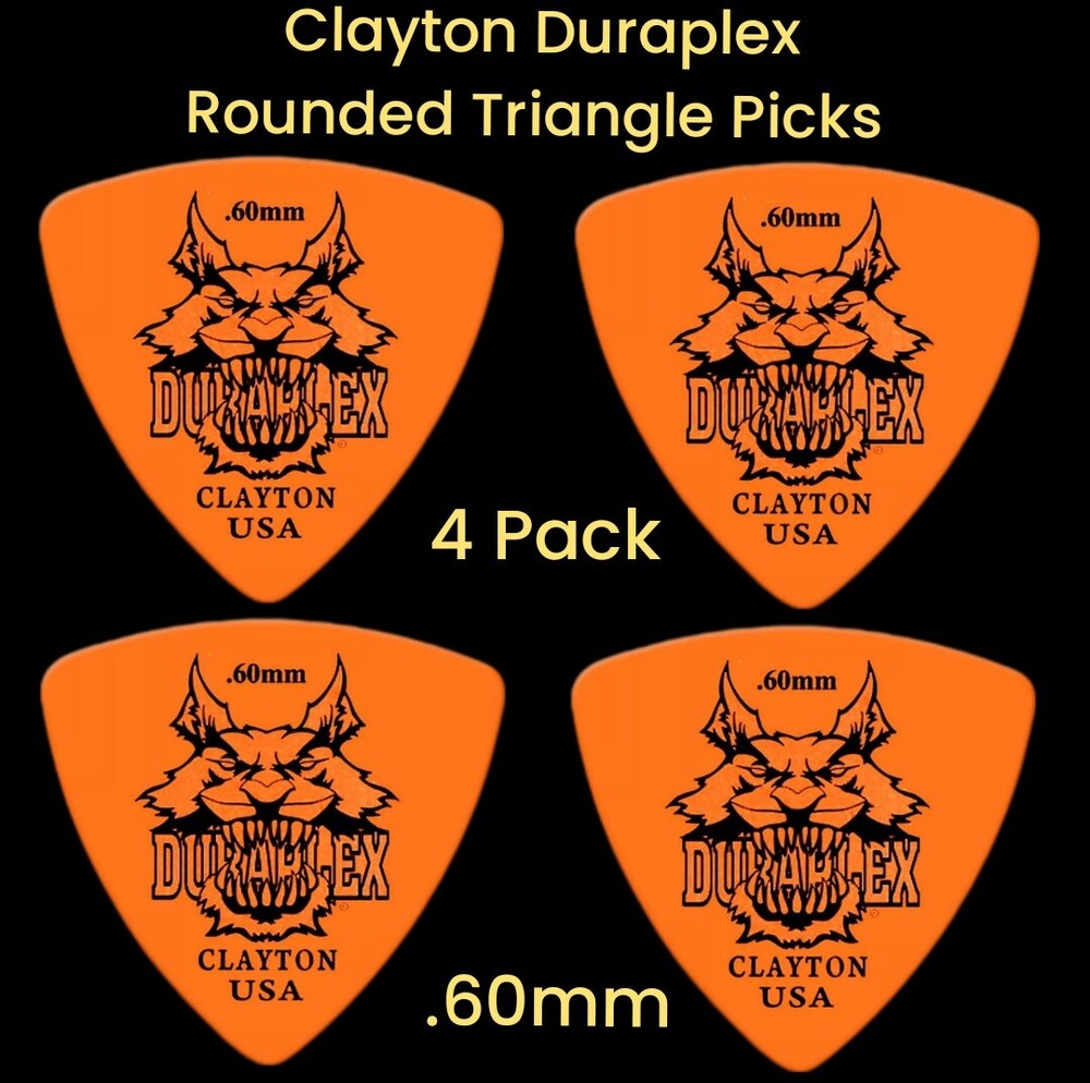 Clayton Duraplex Delrin Rounded Triangle Picks 4 Pack .60 mm