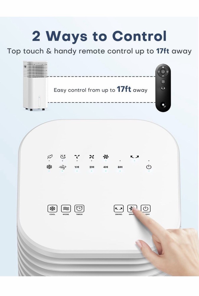 Portable Ventless Air Conditioner, Water Cooling, Remote, Timer, 1620 CFM, 300 …