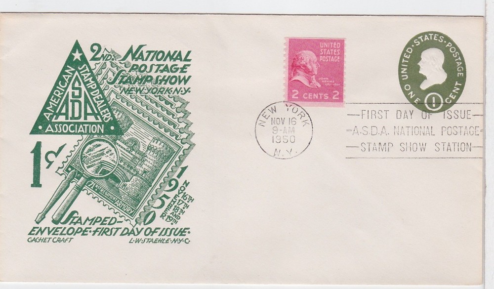 TurtlesTradingPost- George Washington Envelope FDC #U532 1950 Cachet Craft