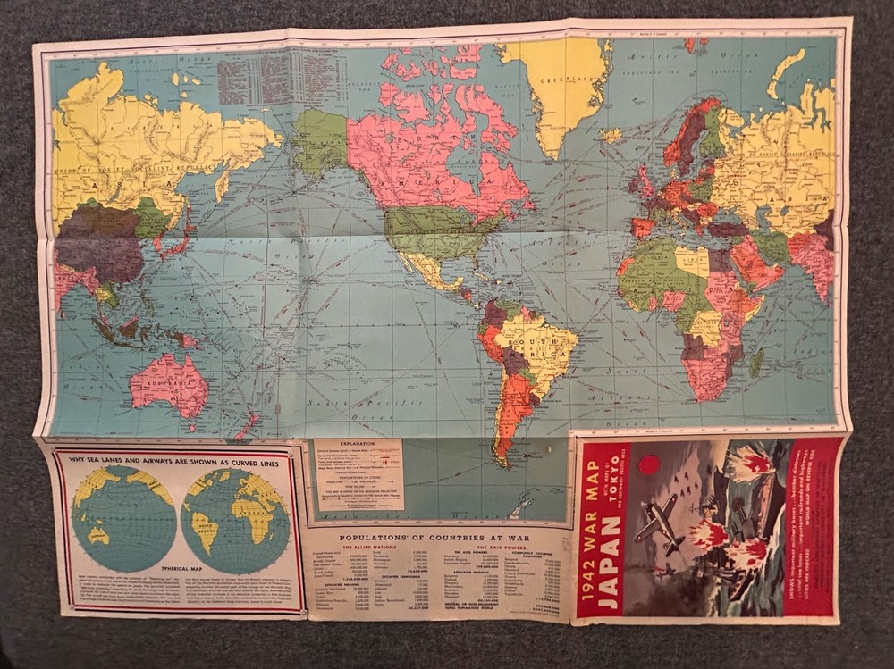 Vintage 1942 Japan War Map