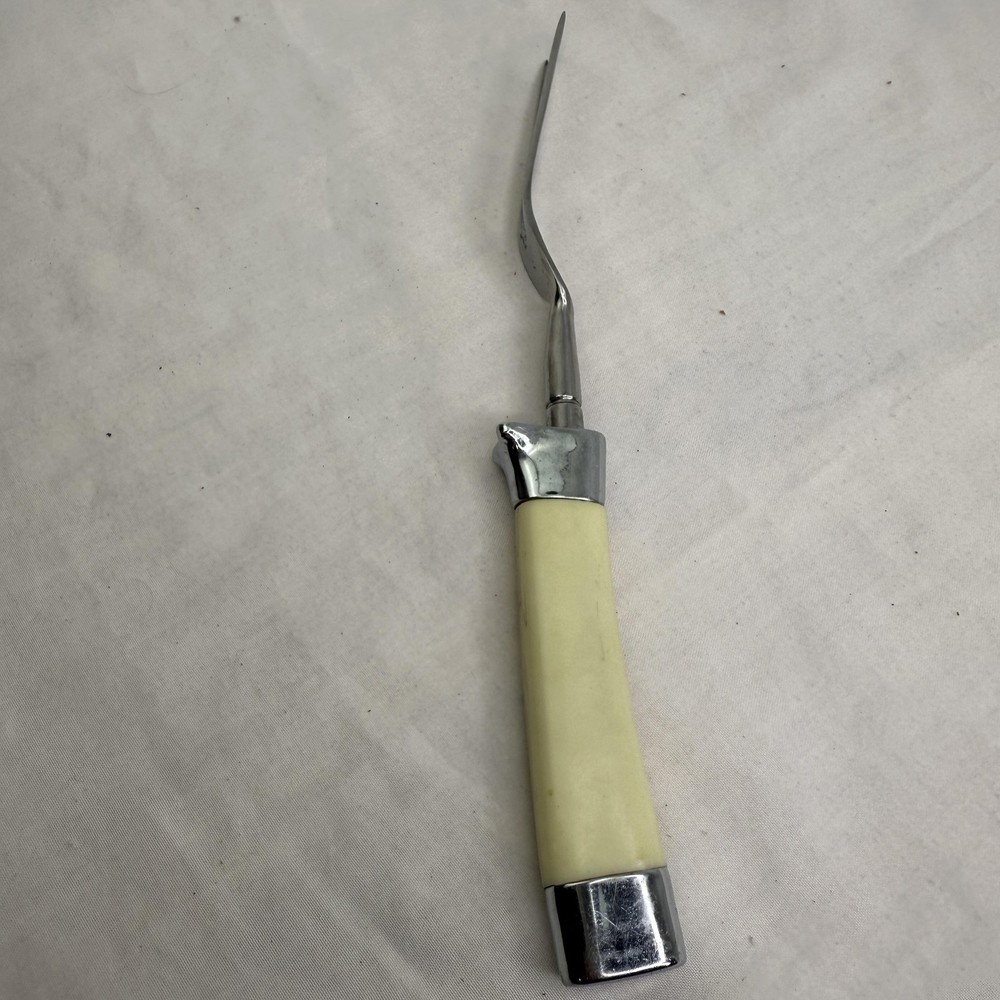 Botanical Oak Leaf Stainless Carving Fork Silver White Handle Japan Kitchen