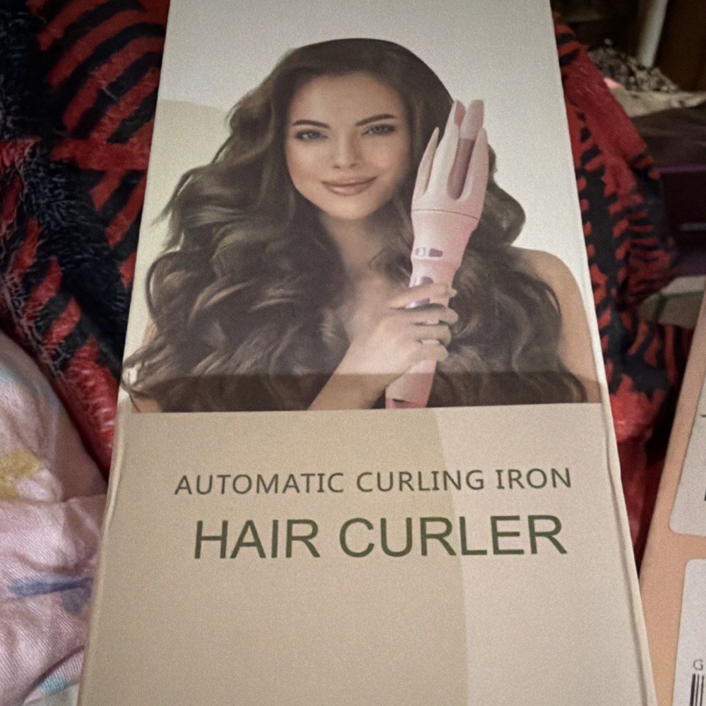Automatic Curling Iron with Temperature Regulation, Rapid Heating, Pink White