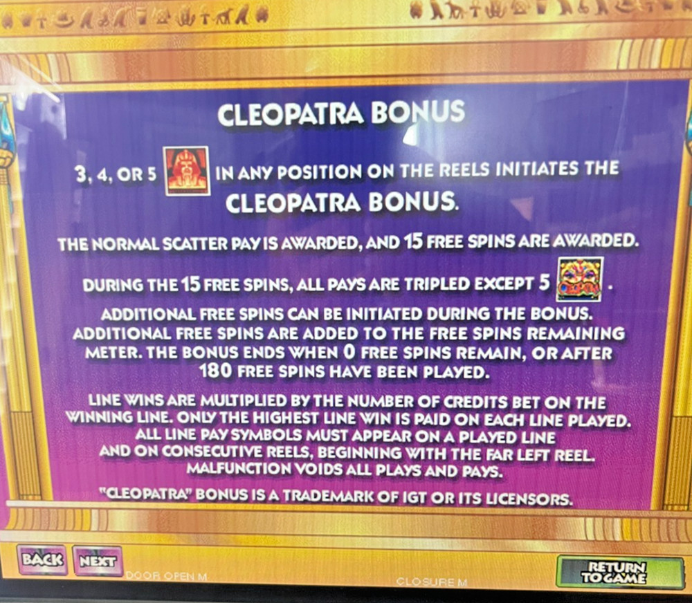 IGT IGame Cleopatra Software 5 Reels 9 Paylines