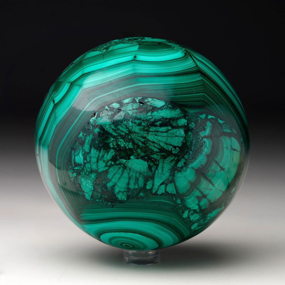Hand-Polished Solid 3.5" Diameter Malachite Sphere // Ver. IV