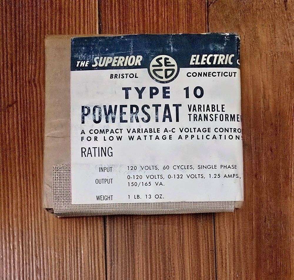 NOS Superior Electric Powerstat Type 10 Variac Variable Transformer 0-132V Seald