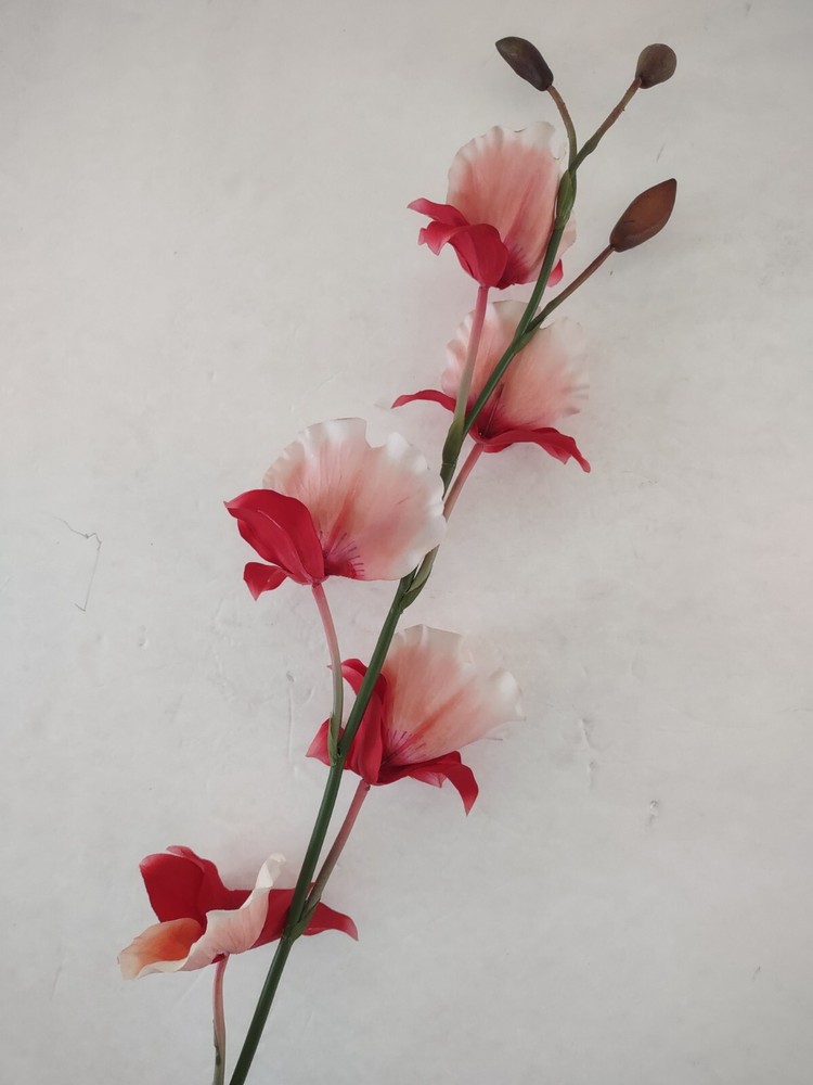 Artificial miltoniopsis orchid stem CORAL/PEACH