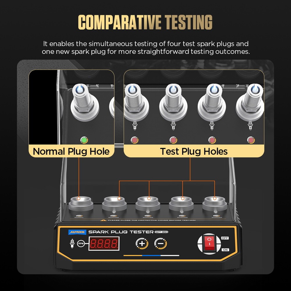 Car Spark Plug Tester 12V Ignition Spark Plug Analyzer 5 Holes Diagnostic Tool