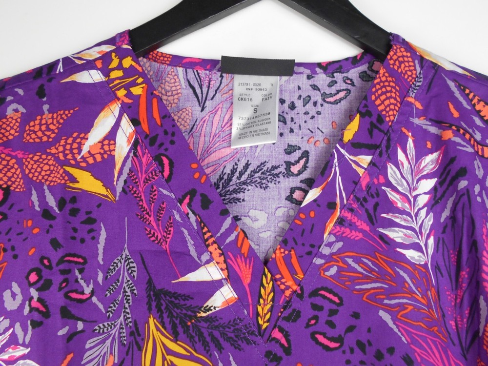 Cherokee Scrub Top PURPLE-WHEAT SMALL