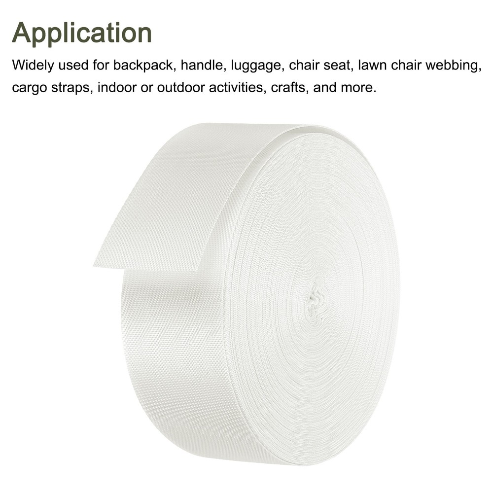 Flat Nylon Webbing Strap 2 Inch 25 Yards White for Backpack