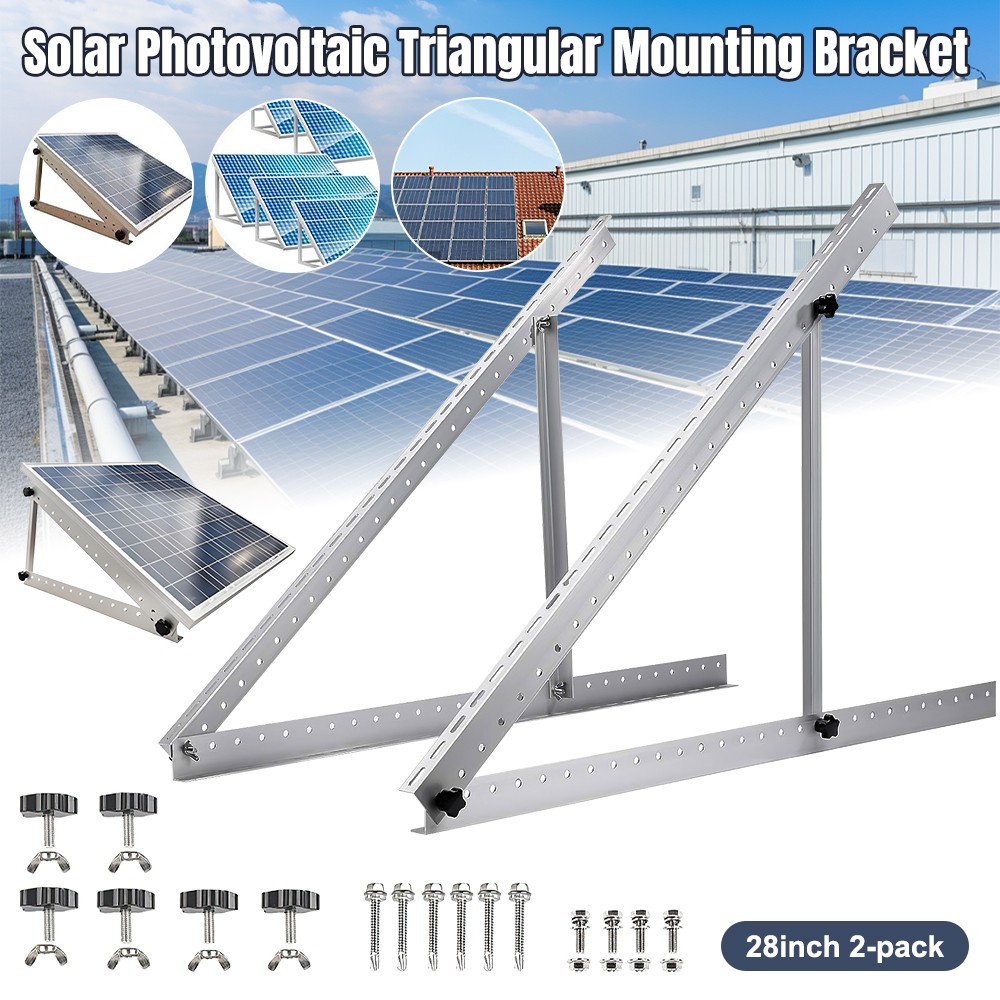 28" Solar Panel RV Tilt Mount Brackets Ground Roof Flat Surface Adjustable Frame
