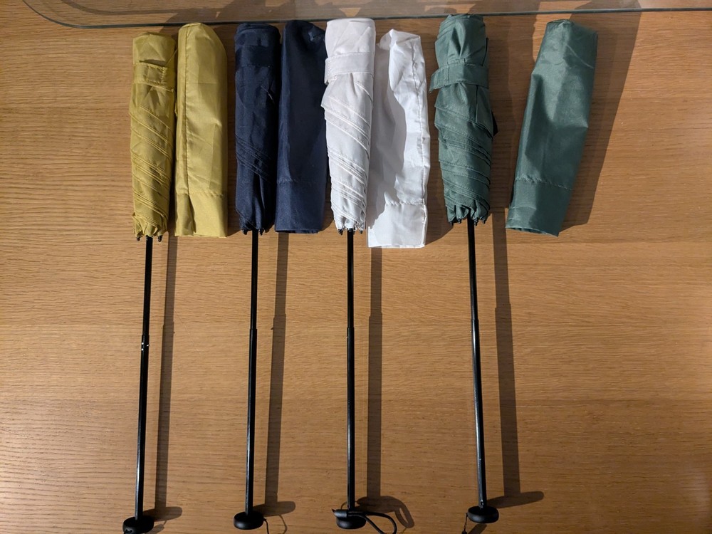 1 Daiso japanese uv blocking umbrella (yellow, green)