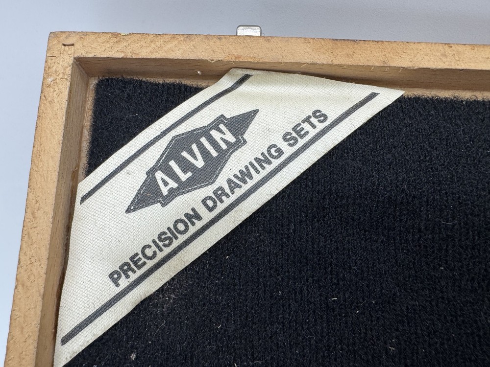Vintage Alvin Precision Drawing Set Drafting Tools Compass German Wood Case
