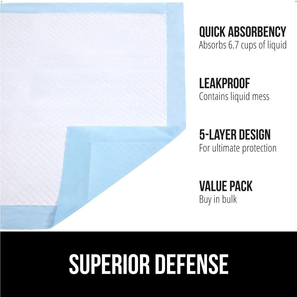 Gorilla Guard 5-Layer Disposable Puppy Pads, Absorbent & Leakproof, 25 Count