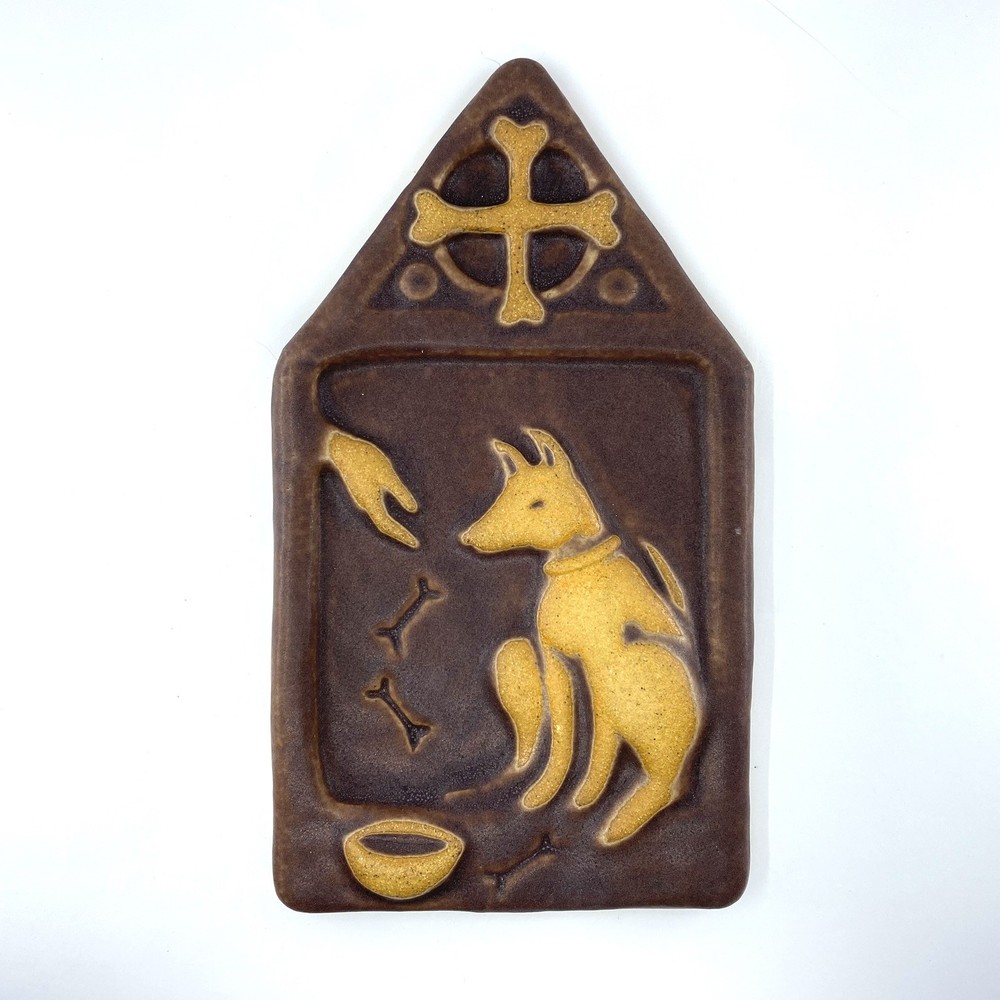 Give a Dog a Bone Ceramic Art Tile by Gretchen Kramp