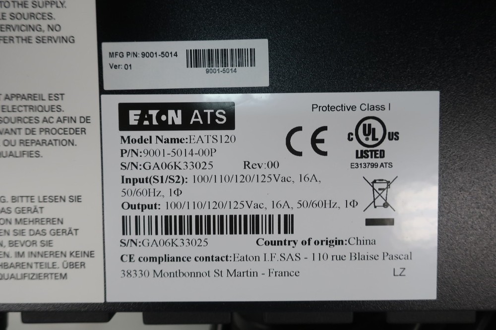 Eaton EATS120 Rack Power Distribution Unit