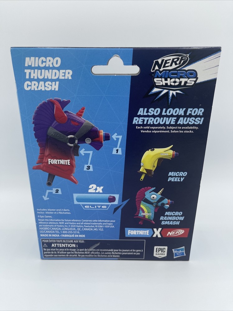 Nerf MicroShots Fortnite Micro Thunder Crash Blaster Includes 2 Nerf Darts